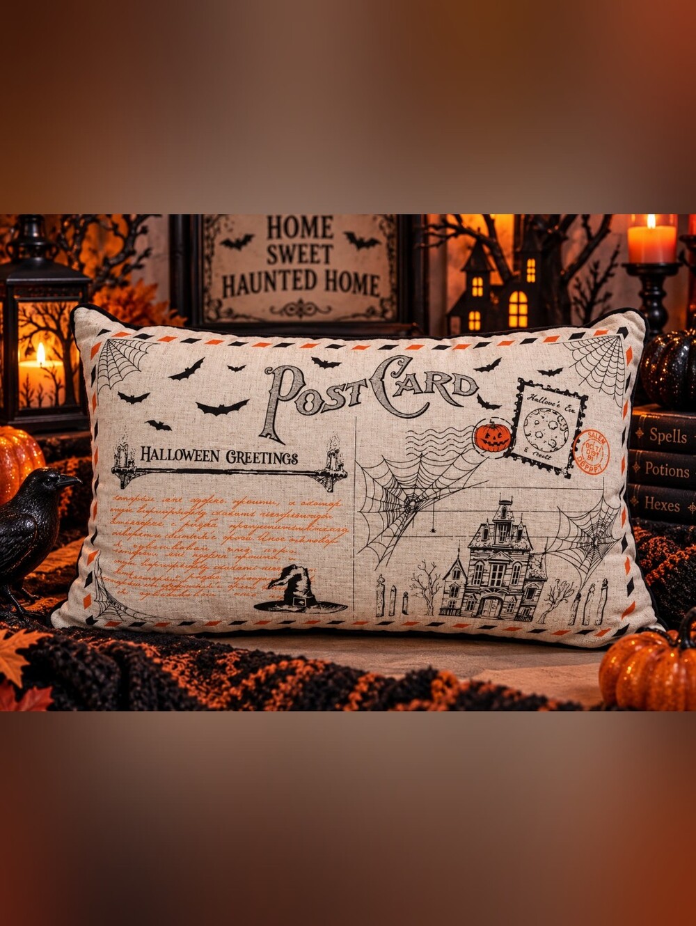 Halloween Postcard Pillow